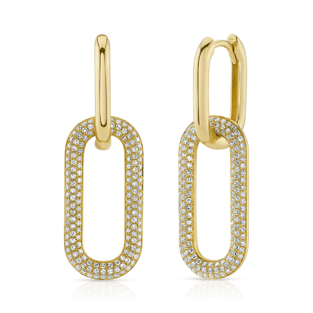Shy Creation 3/4ctw Diamond Pave Yellow Gold Drop Earrings