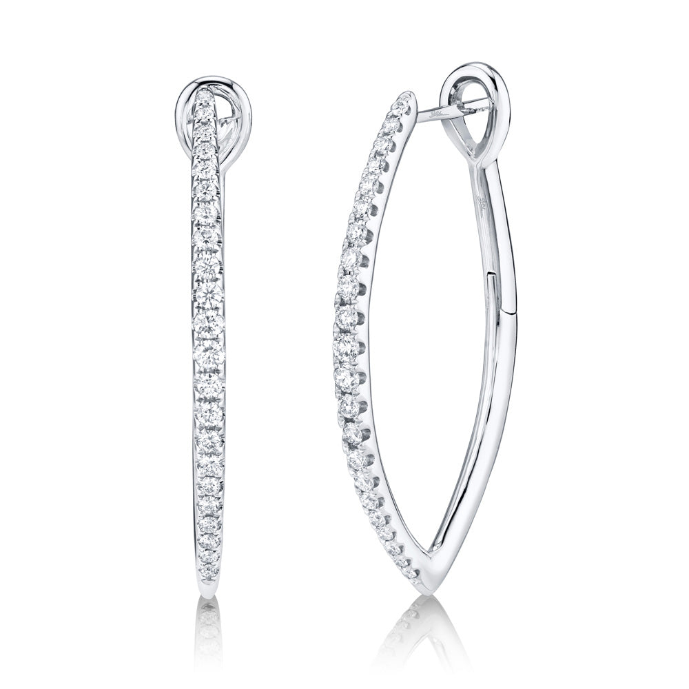 Shy Creation 3/4ctw Diamond White Gold Hoop Earrings