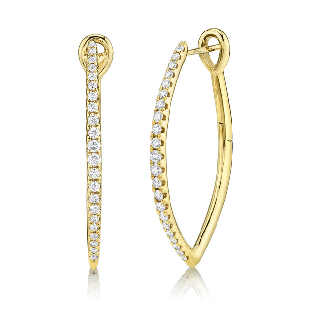 Shy Creation 3/4ctw Diamond Yellow Gold Hoop Earrings