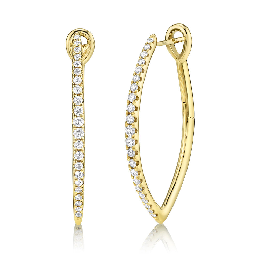 Shy Creation 3/4ctw Diamond Yellow Gold Hoop Earrings