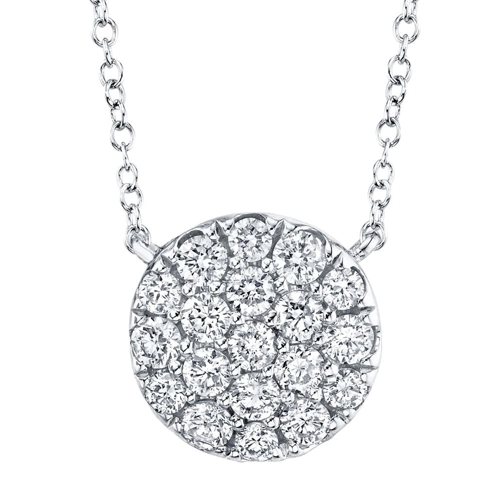 Shy Creation 3/8ctw Diamond Circle White Gold Necklace