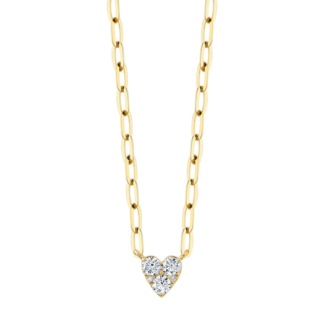 Shy Creation 3/8ctw Diamond Heart Yellow Gold Paperclip Link Necklace