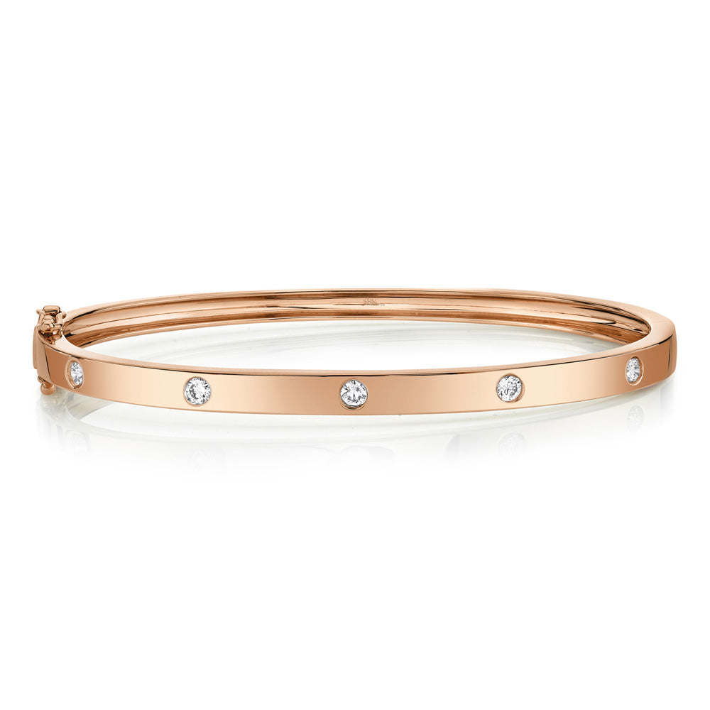 Shy Creation 3/8ctw Diamond Rose Gold Diamond Bangle Bracelet