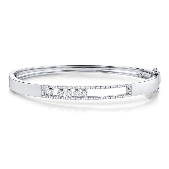 Shy Creation 3/8ctw Diamond Slider White Gold Bangle Bracelet