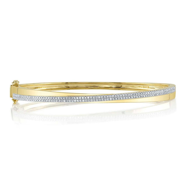 Shy Creation 3/8ctw Diamond Yellow Gold Bangle
