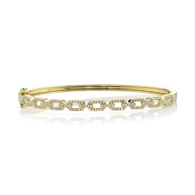 Shy Creation 3/8ctw Diamond Yellow Gold Link Bangle Bracelet