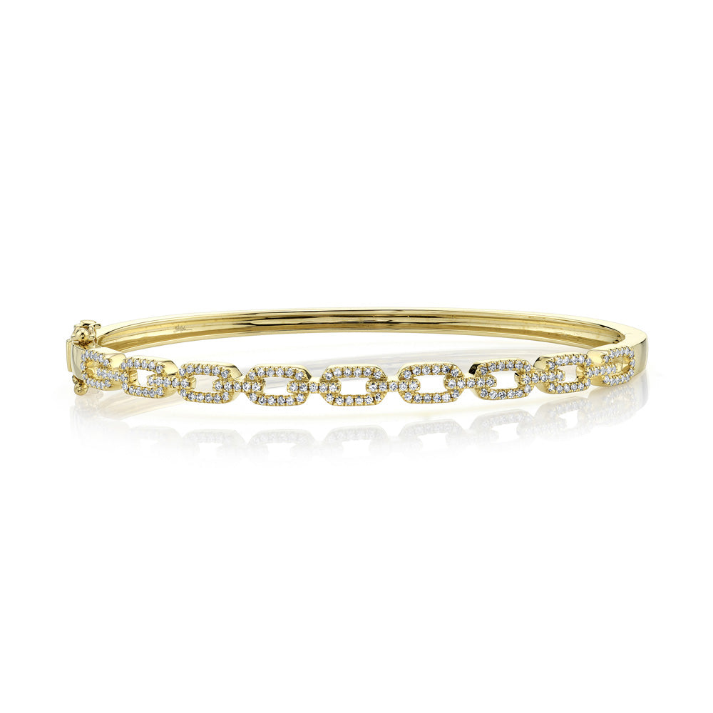 Shy Creation 3/8ctw Diamond Yellow Gold Link Bangle Bracelet