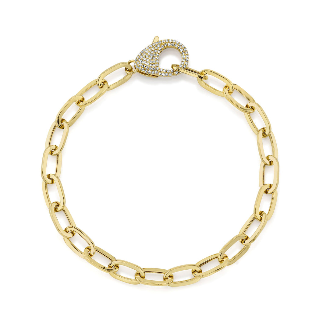 Shy Creation 3/8ctw Diamond Yellow Gold Paperclip Link Bracelet