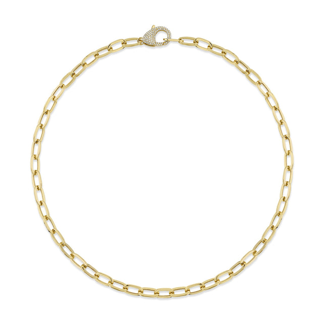 Shy Creation 3/8ctw Diamond Yellow Gold Paperclip Link Necklace