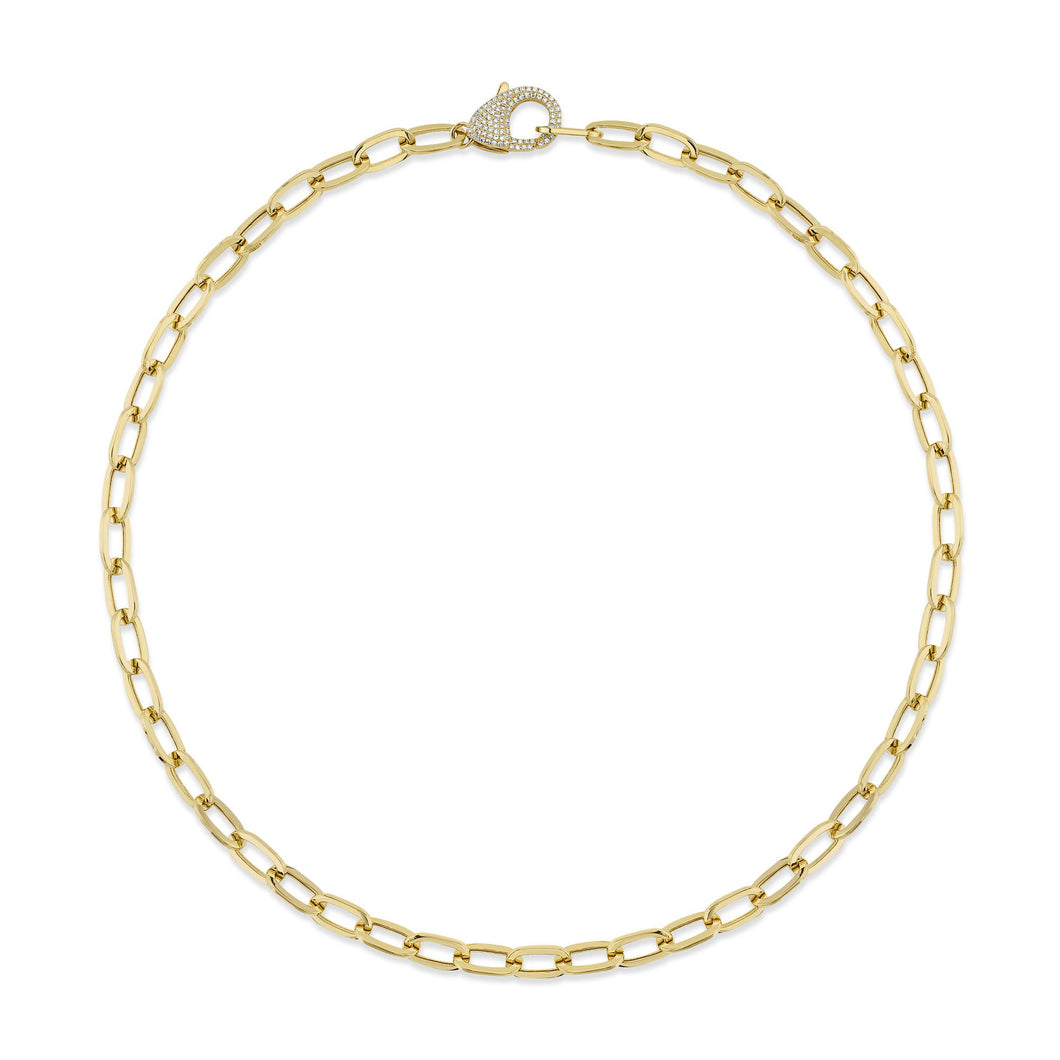 Shy Creation 3/8ctw Diamond Yellow Gold Paperclip Link Necklace