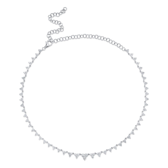 Shy Creation 4ctw Diamond White Gold Necklace