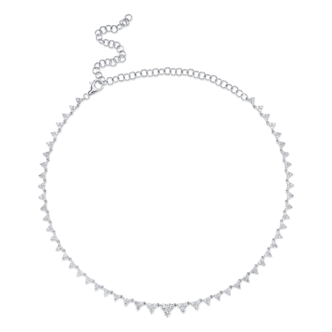Shy Creation 4ctw Diamond White Gold Necklace