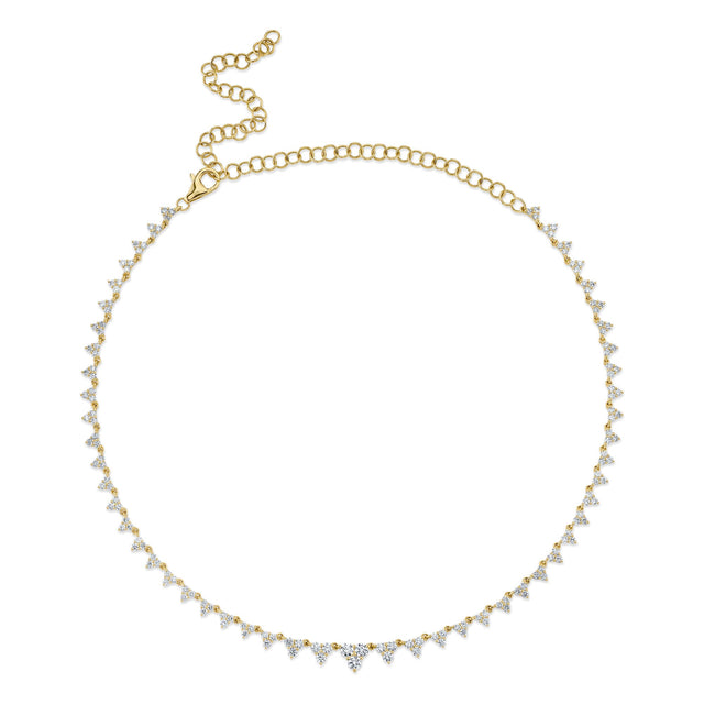 Shy Creation 4ctw Diamond Yellow Gold Necklace