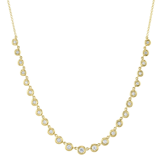 Shy Creation 5/8ctw Diamond Bezel Yellow Gold Necklace