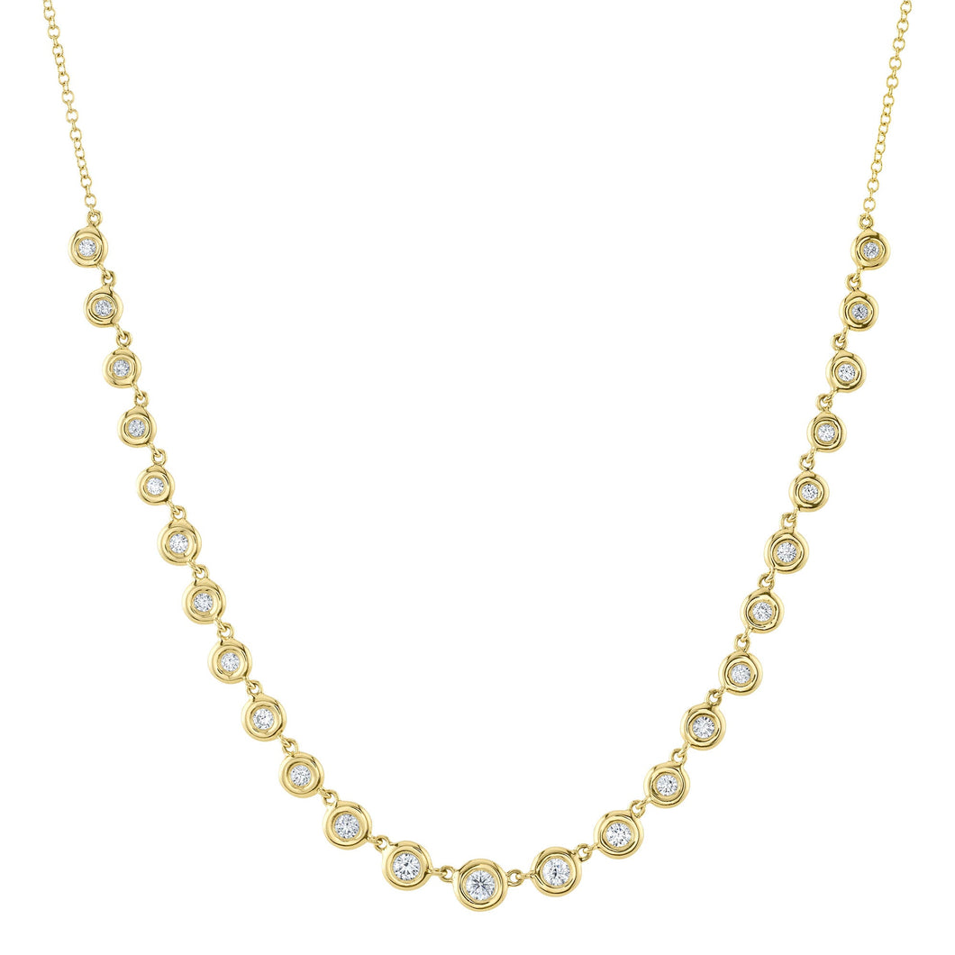 Shy Creation 5/8ctw Diamond Bezel Yellow Gold Necklace