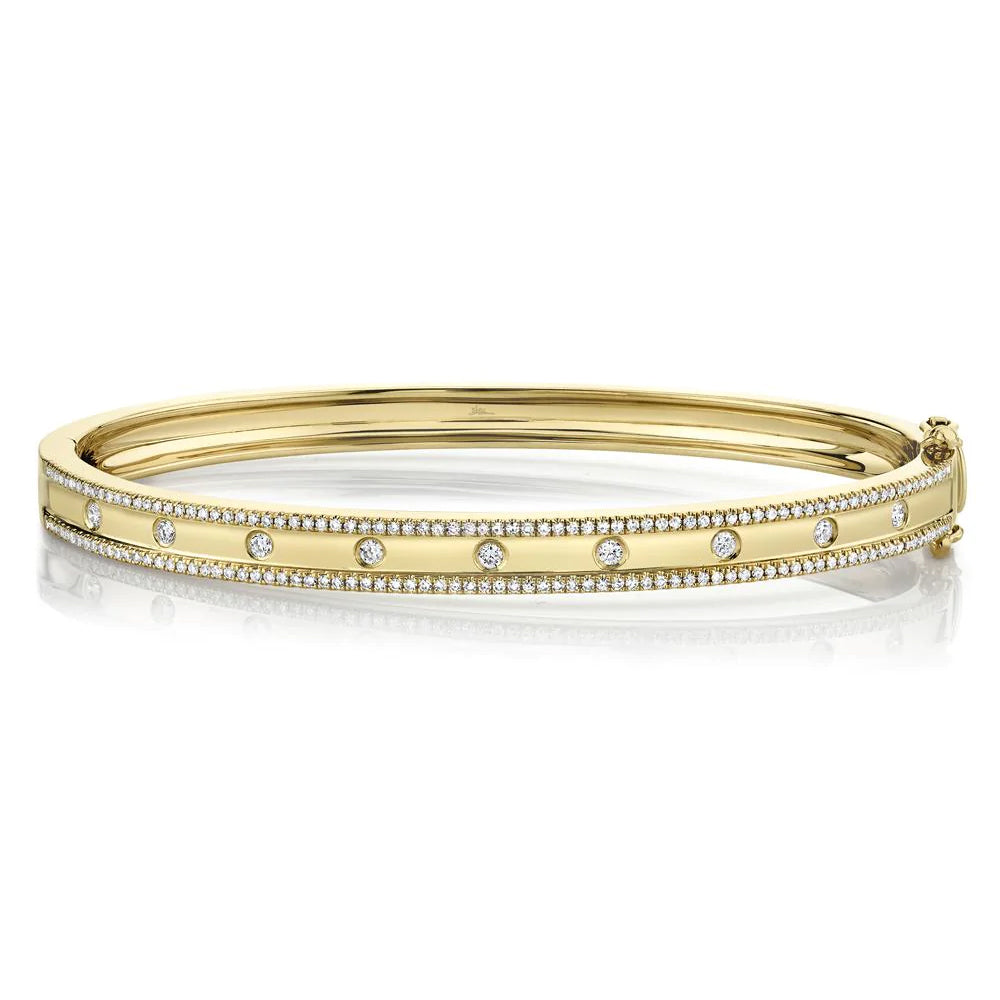 Shy Creation 5/8ctw Diamond Yellow Gold Bangle Bracelet
