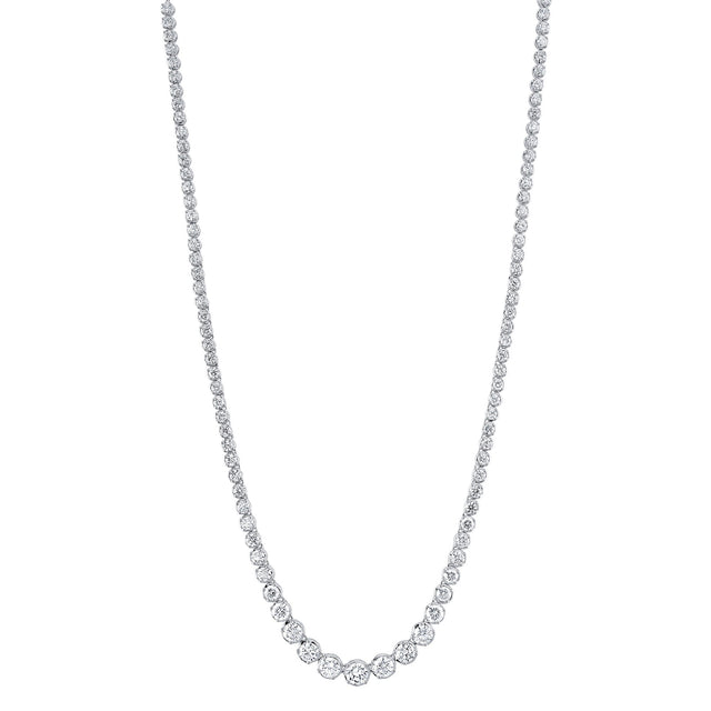 Shy Creation 6 3/4ctw Diamond White Gold Tennis Necklace