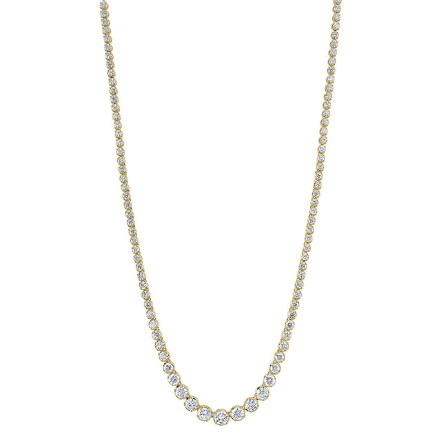 Shy Creation 6 3/4ctw Diamond Yellow Gold Tennis Necklace