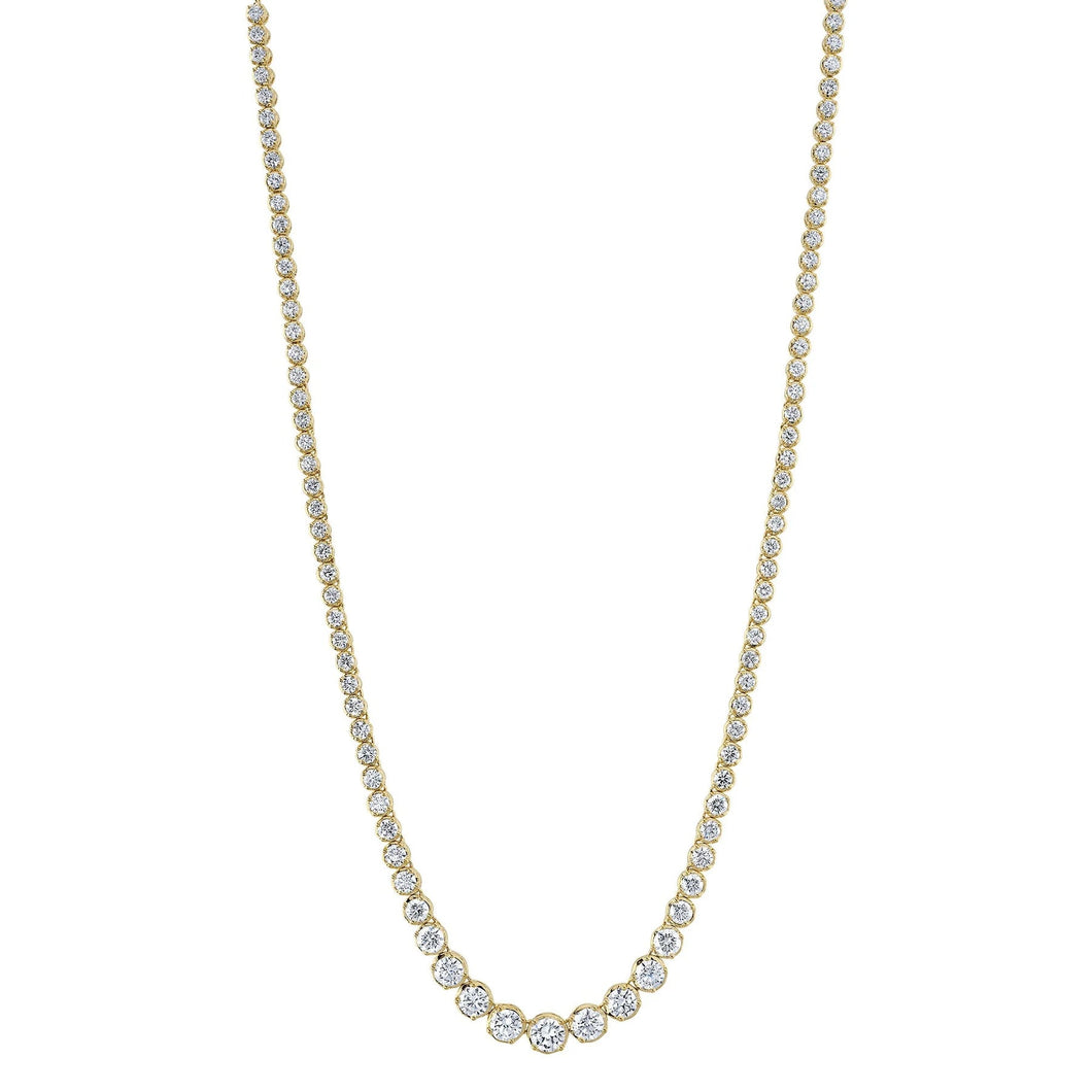 Shy Creation 6 3/4ctw Diamond Yellow Gold Tennis Necklace