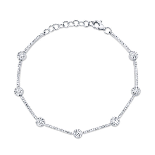 Shy Creation 7/8ctw Diamond Halo White Gold Bracelet