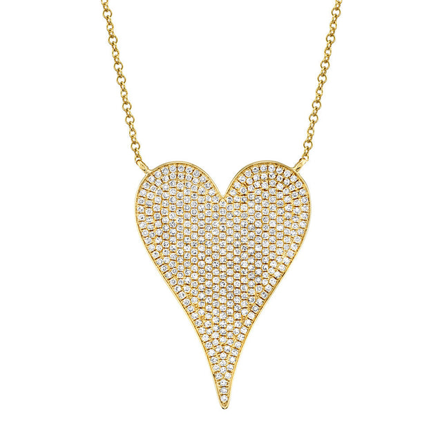 Shy Creation 7/8ctw Diamond Heart Yellow Gold Pendant Necklace