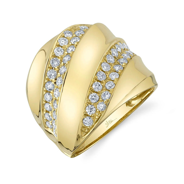Shy Creation 7/8ctw Diamond Yellow Gold Fashion Ring