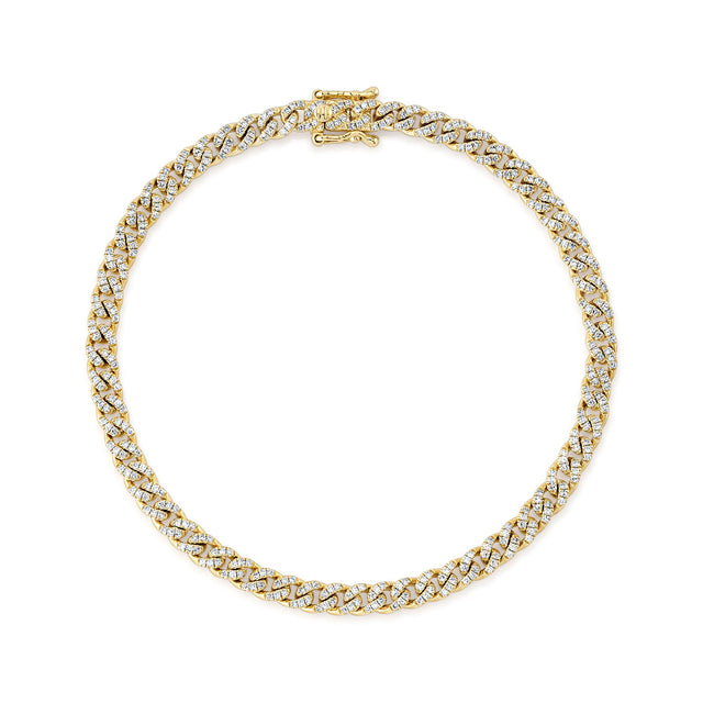 Shy Creation 7/8ctw Diamond Yellow Gold Link Bracelet