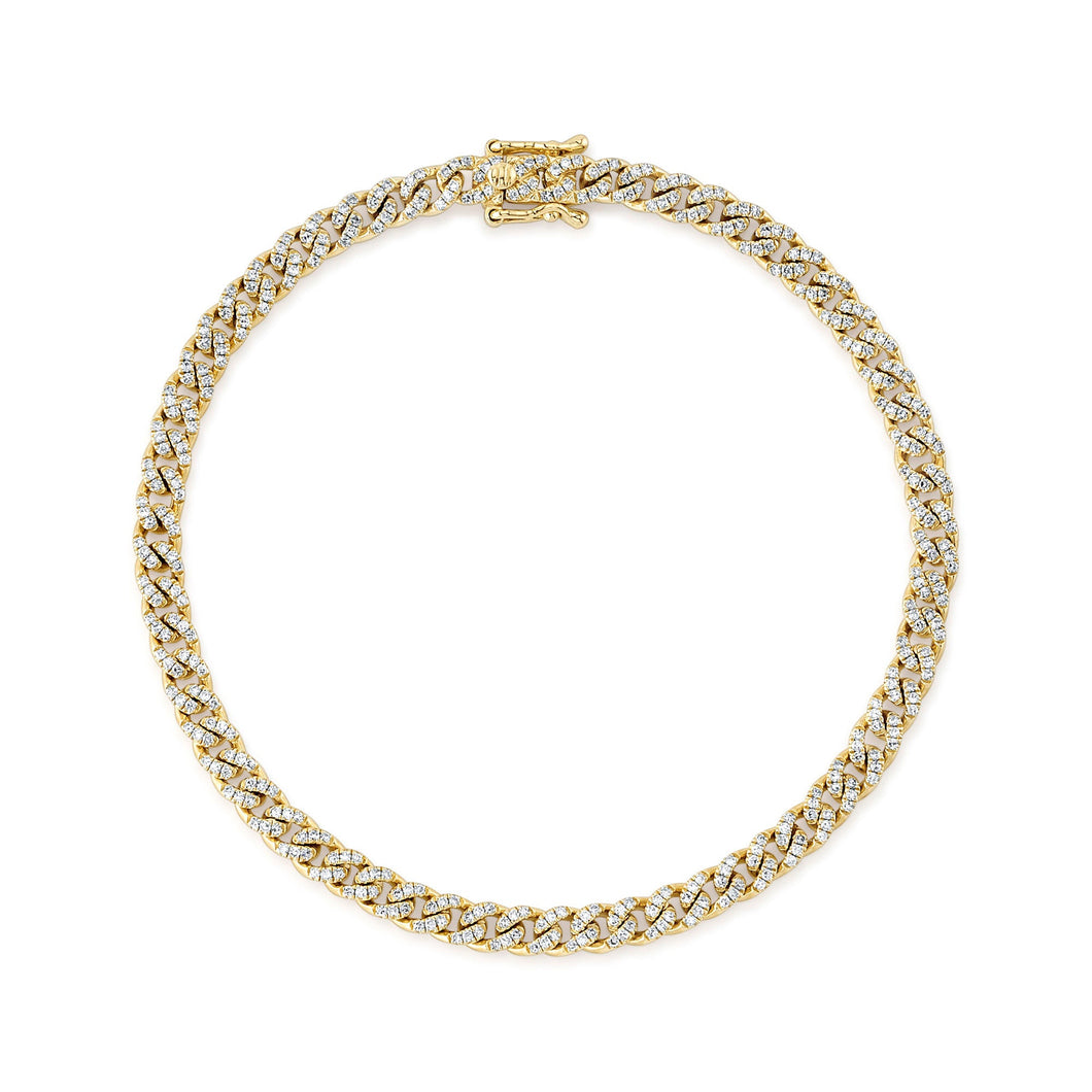 Shy Creation 7/8ctw Diamond Yellow Gold Link Bracelet