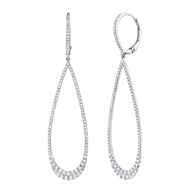 Shy Creation 7/8ctw Round Diamond White Gold Drop Earrings