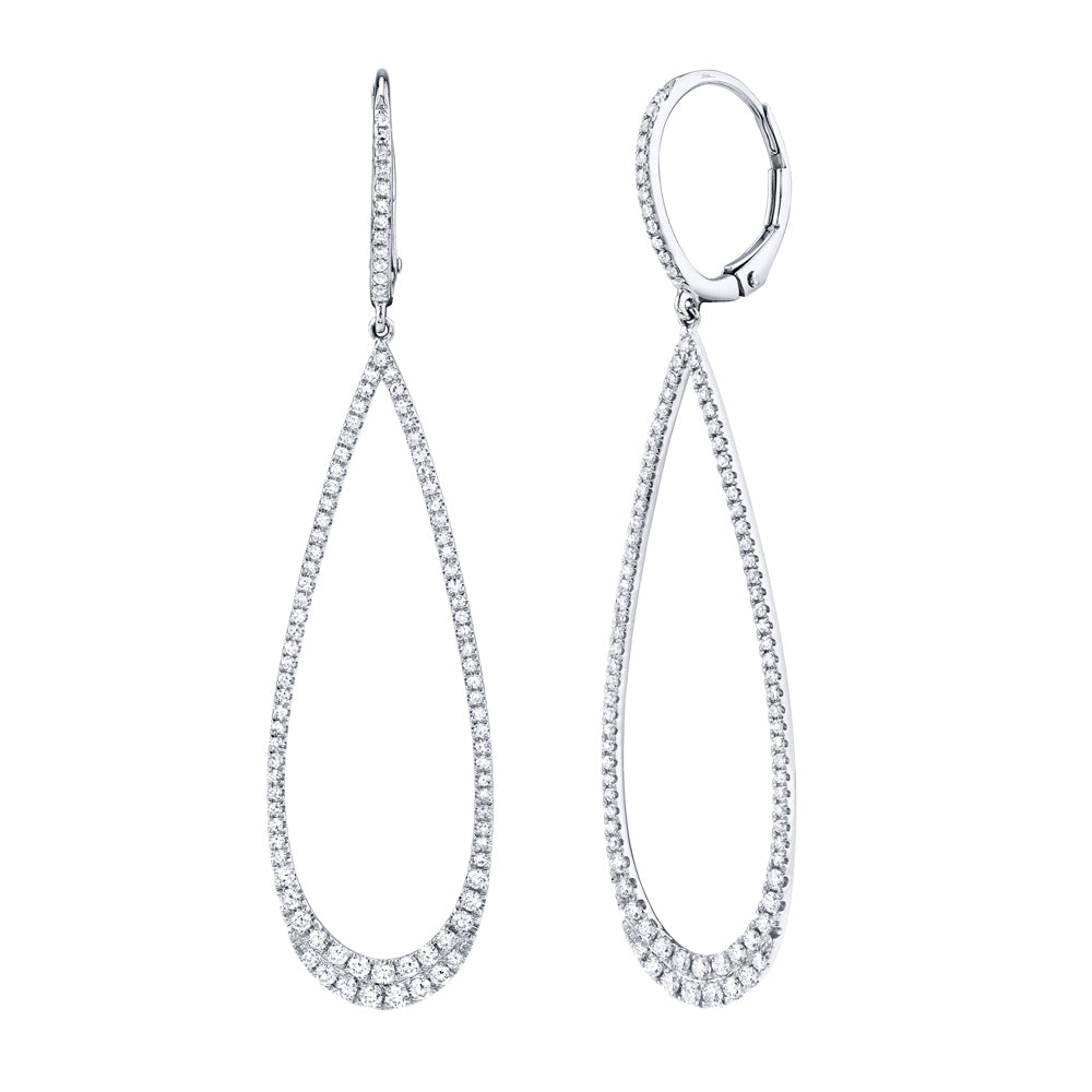 Shy Creation 7/8ctw Round Diamond White Gold Drop Earrings