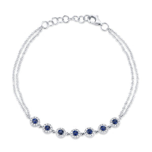 Shy Creation Blue Sapphire and 1/5ctw Diamond White Gold Bracelet