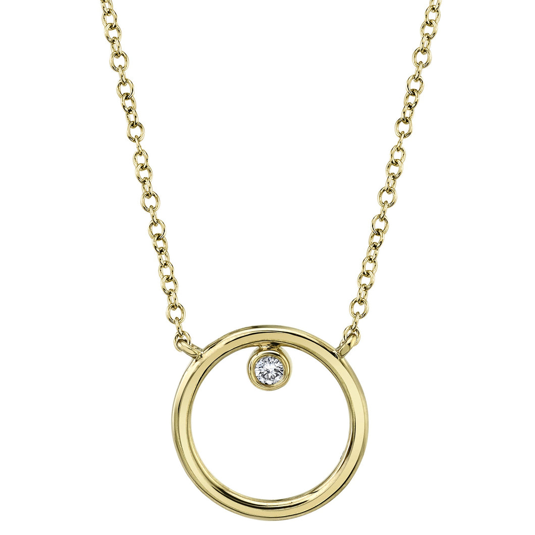Shy Creation Diamond Accent Yellow Gold Circle Necklace