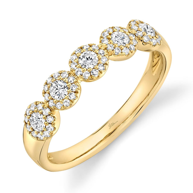 Shy Creation Diamond Multi-Halo Yellow Gold Fashion Band 3/8ctw