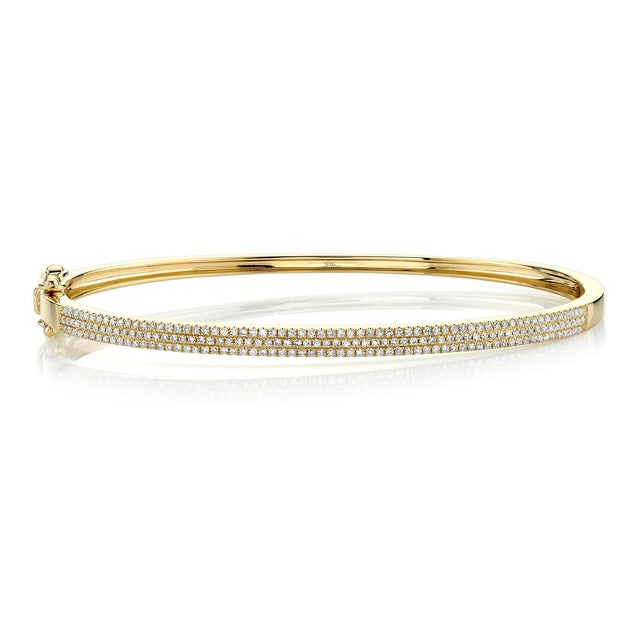 Shy Creation Diamond Pave Yellow Gold Bangle Bracelet 1/2ctw