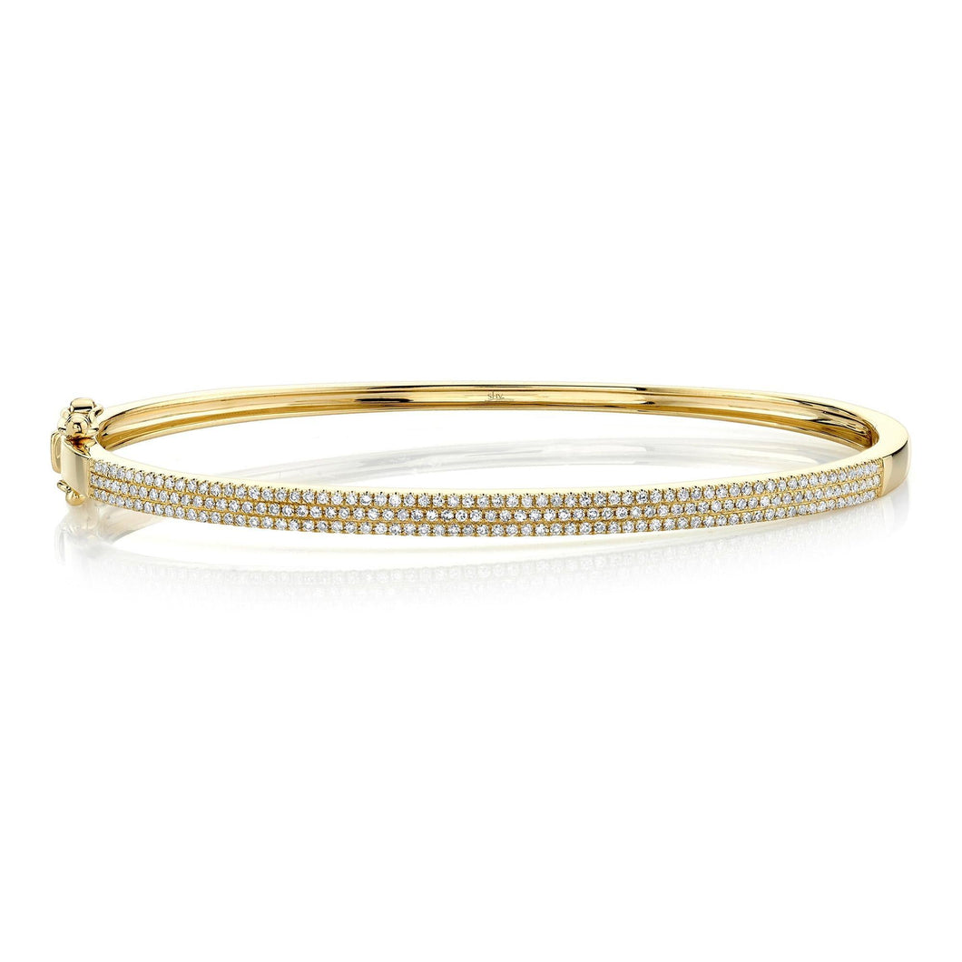 Shy Creation Diamond Pave Yellow Gold Bangle Bracelet 1/2ctw