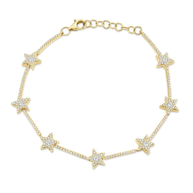 Shy Creation Diamond Star Yellow Gold Bracelet 7/8ctw