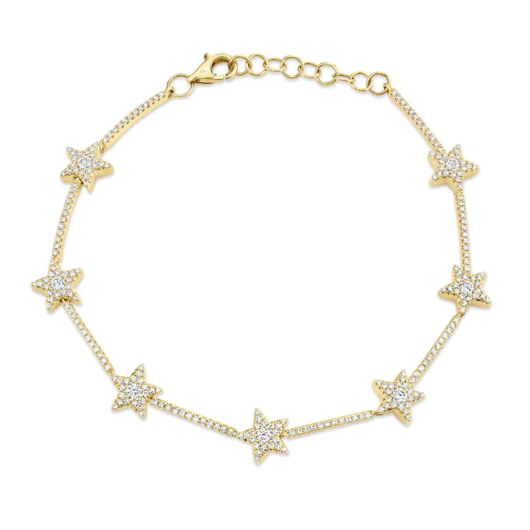 Shy Creation Diamond Star Yellow Gold Bracelet 7/8ctw