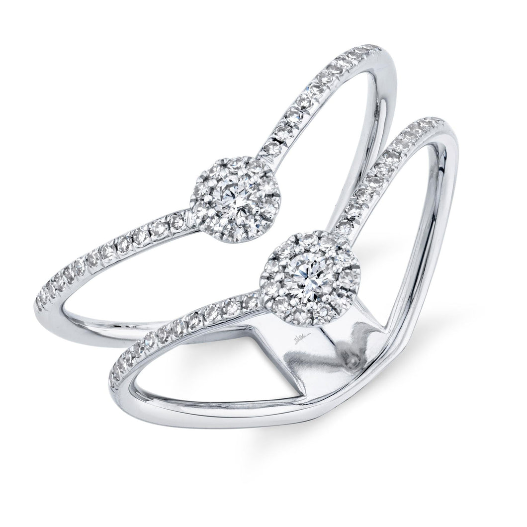 Shy Creation Double Row Round Diamond Halo Ring 1/3ctw