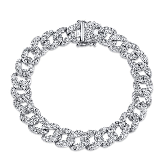 Shy Creation Havana White Gold and Diamond Link Bracelet 4 1/3ctw