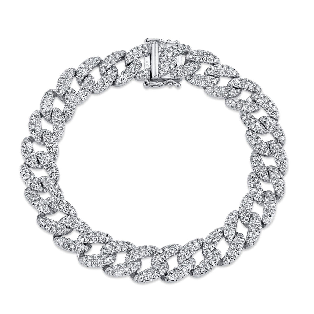 Shy Creation Havana White Gold and Diamond Link Bracelet 4 1/3ctw