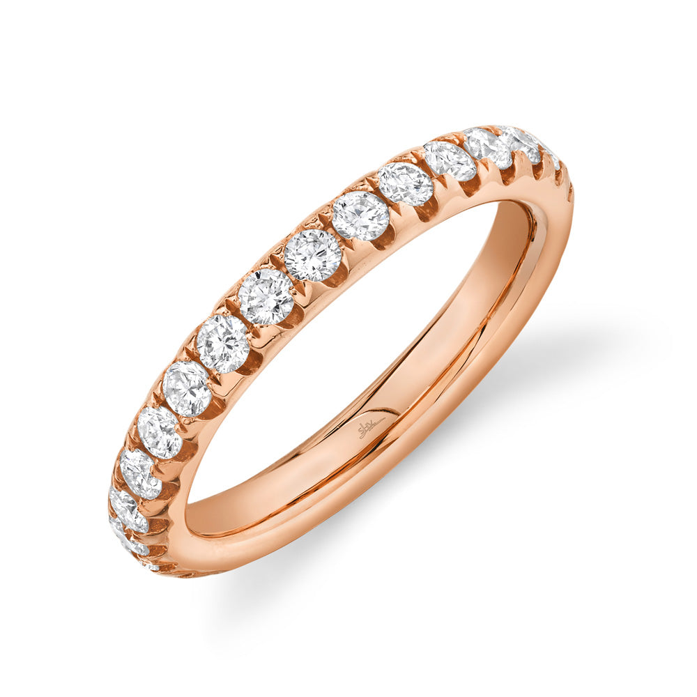 Shy Creation Round Diamond Rose Gold 3.1mm Eternity Band - Size 8.5
