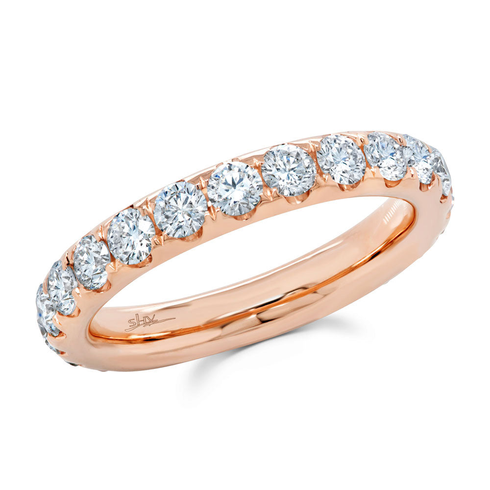 Shy Creation Round Diamond Rose Gold 3.5mm Eternity Band - Size 4