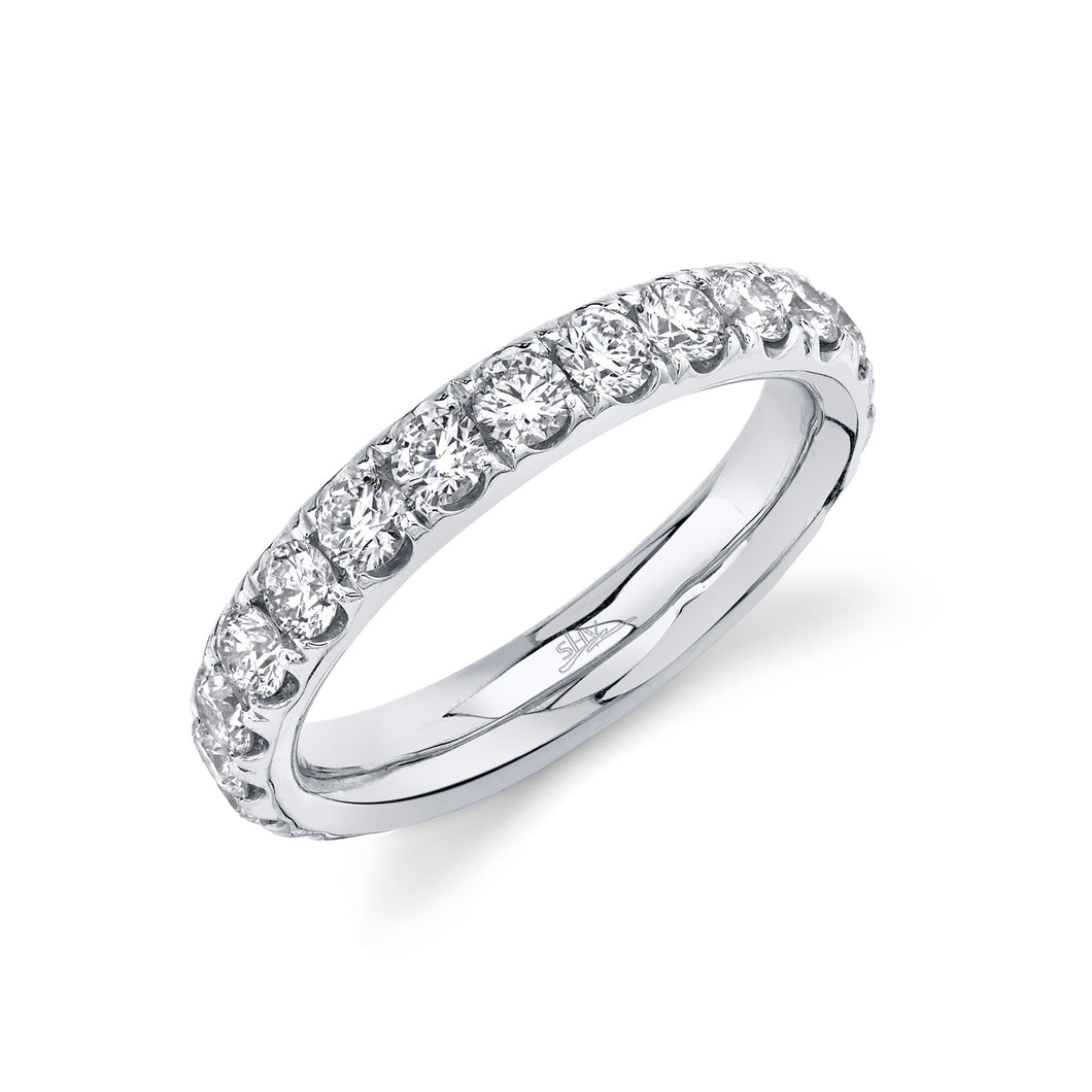 Shy Creation Round Diamond White Gold 3.5mm Eternity Band - Size 8
