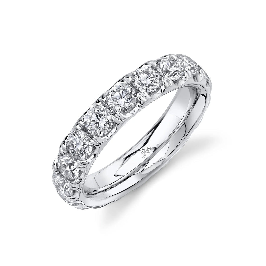 Shy Creation Round Diamond White Gold 4.7mm Eternity Band - Size 8.5