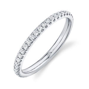 Shy Creation Round Diamond White Gold Eternity Band 2.3mm - Size 4.5