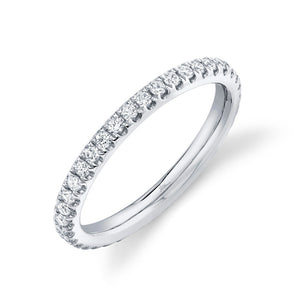 Shy Creation Round Diamond White Gold Eternity Band 2.4mm - Size 4.5