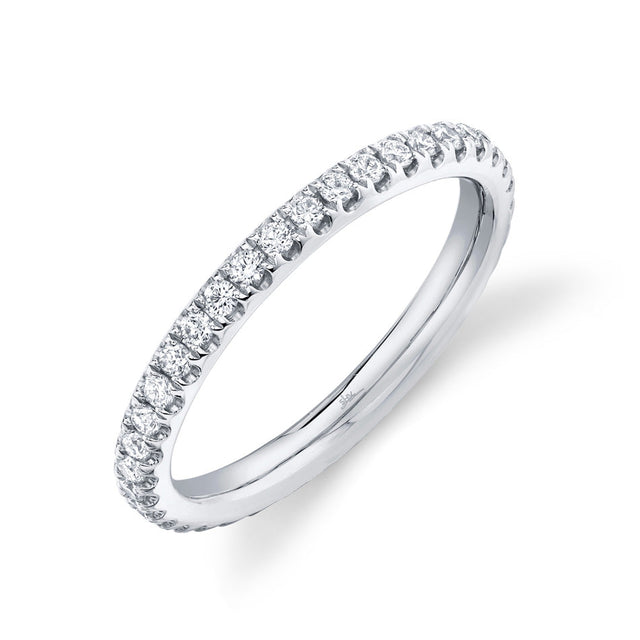 Shy Creation Round Diamond White Gold Eternity Band 2.4mm - Size 4.5