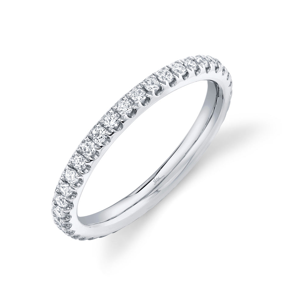 Shy Creation Round Diamond White Gold Eternity Band 2.4mm - Size 4.5