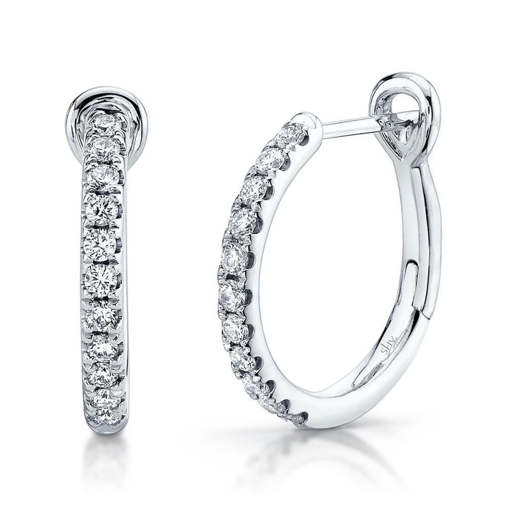Shy Creation White Gold Diamond Hoop Earrings 1/4ctw