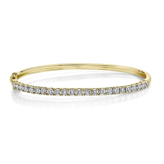 Shy Creation Yellow Gold Diamond Bangle Bracelet 5/8ctw
